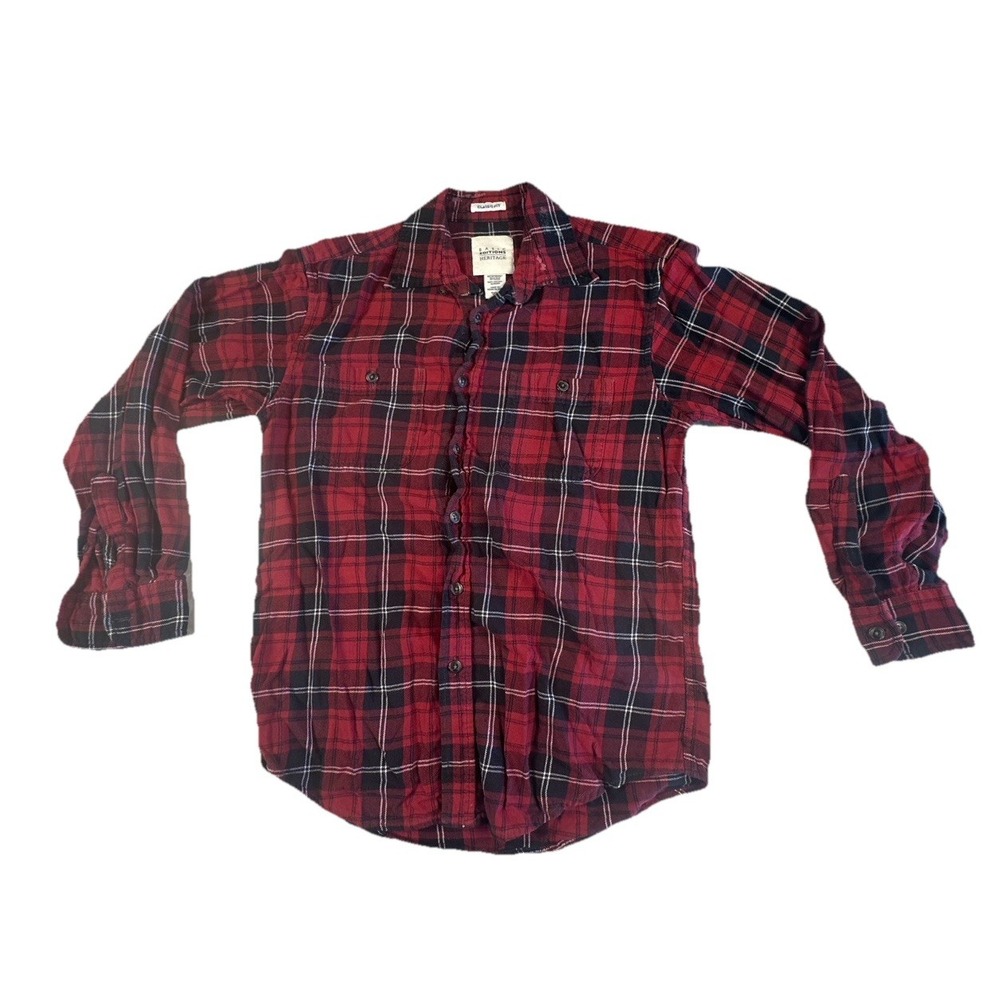 Red Lumberjack Flannel Adult Size Small Long Sleeve Button‎ Down Warm